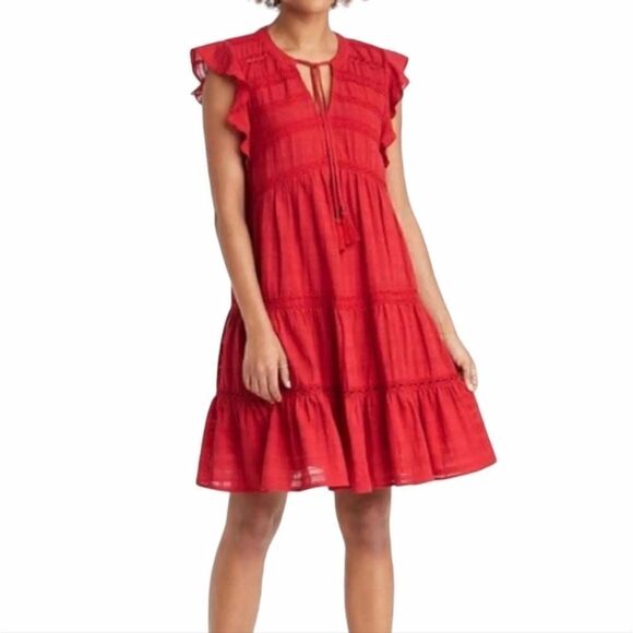 Knox Rose Dresses & Skirts - Knox Rose Red Boho Lace tiered dress Size Large